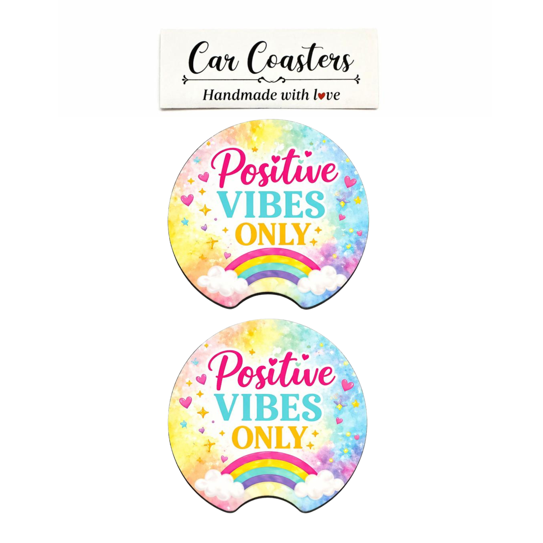 Coasters de Carro “Positive Vibes Only”